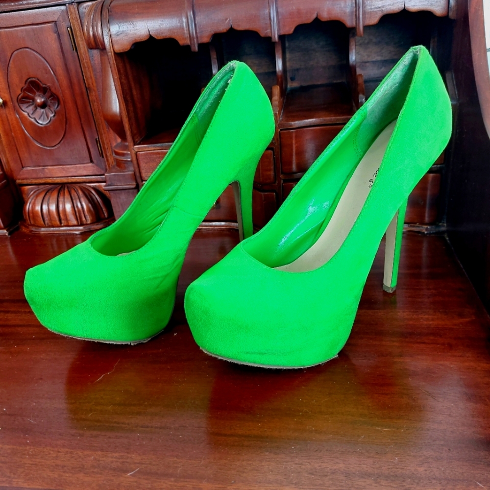 Neon green heels